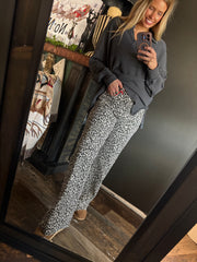 W300 Leopard Print Wide Leg Jeans