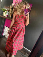 W379 Coral w/ Brown Boxy Dress