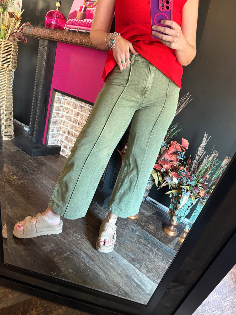 W112 Olive Denim Pants