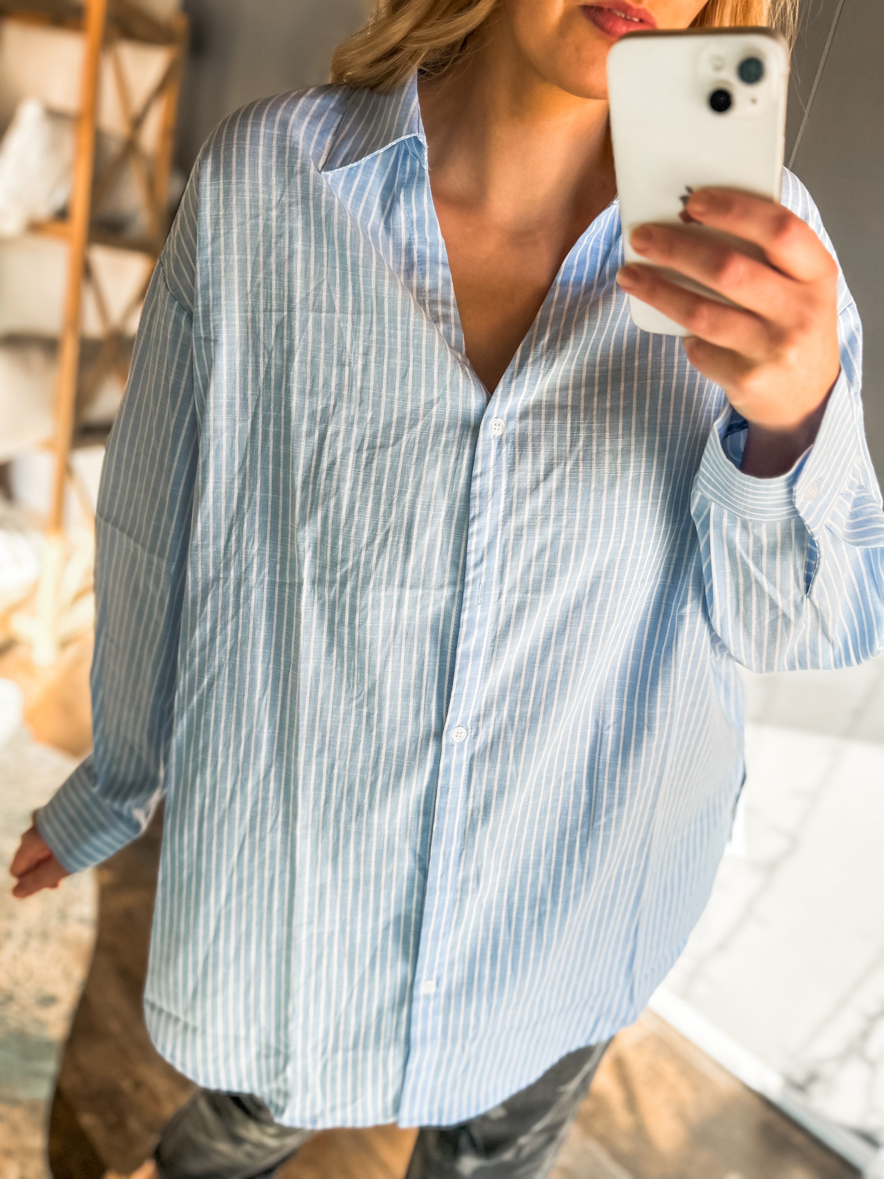 Striped oversized button up