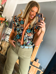 W88 Black Floral Top
