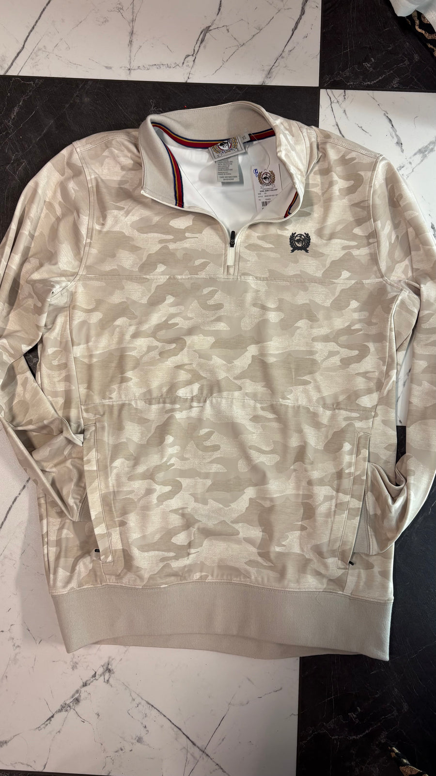 M001 Gray Camo Quarter Zip Pullover
