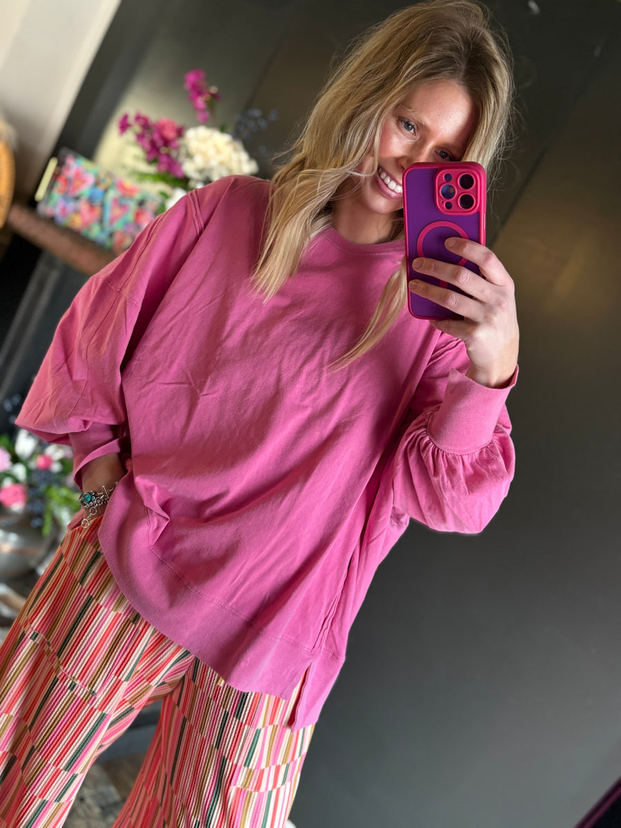W23 Oversized Long Sleeve - Fuchsia
