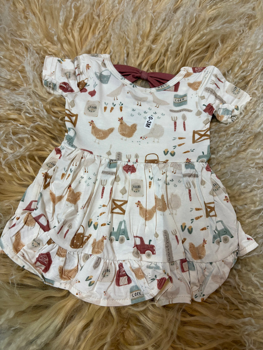 Country Morning Short Sleeve Bamboo Dress