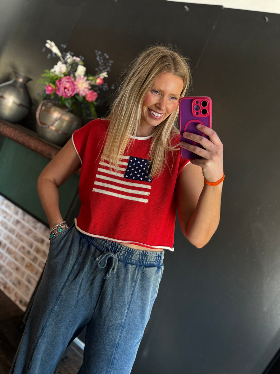 W83 Flag Knit Top