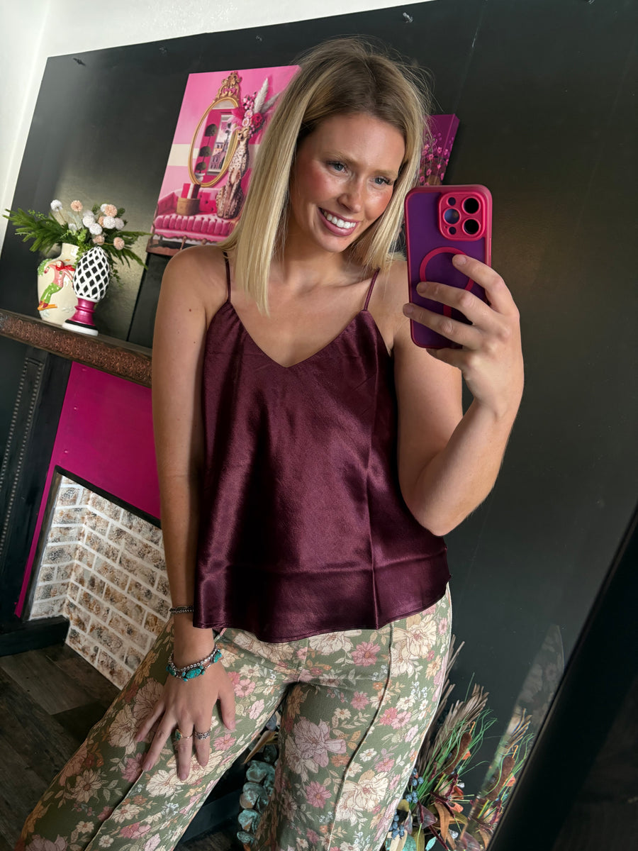 W155 Dark Cherry Silky Tank