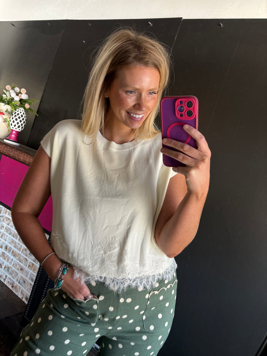 W149 Cream Lace Top