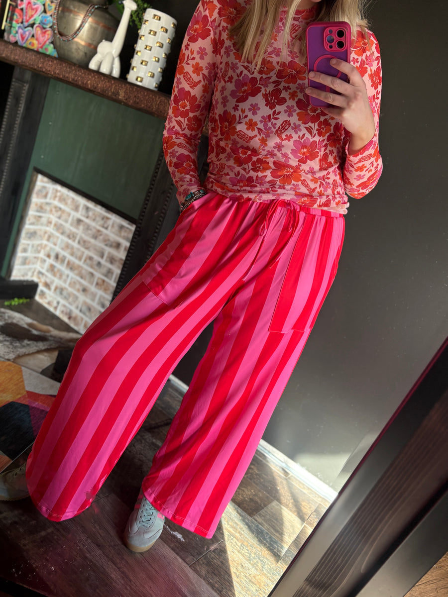 W126 Hot Pink Striped Pants