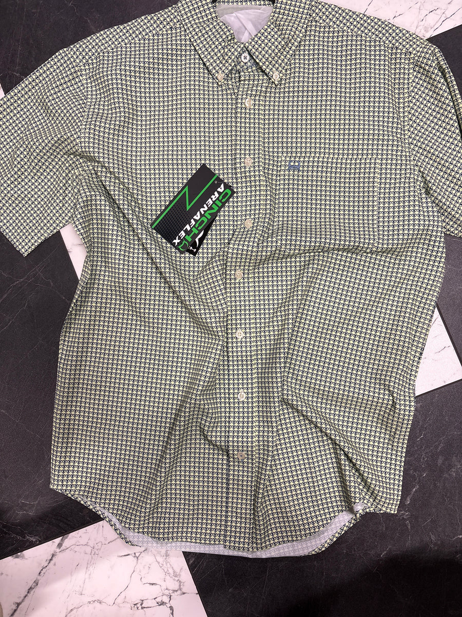 C4164 Green Short Sleeve Button Up
