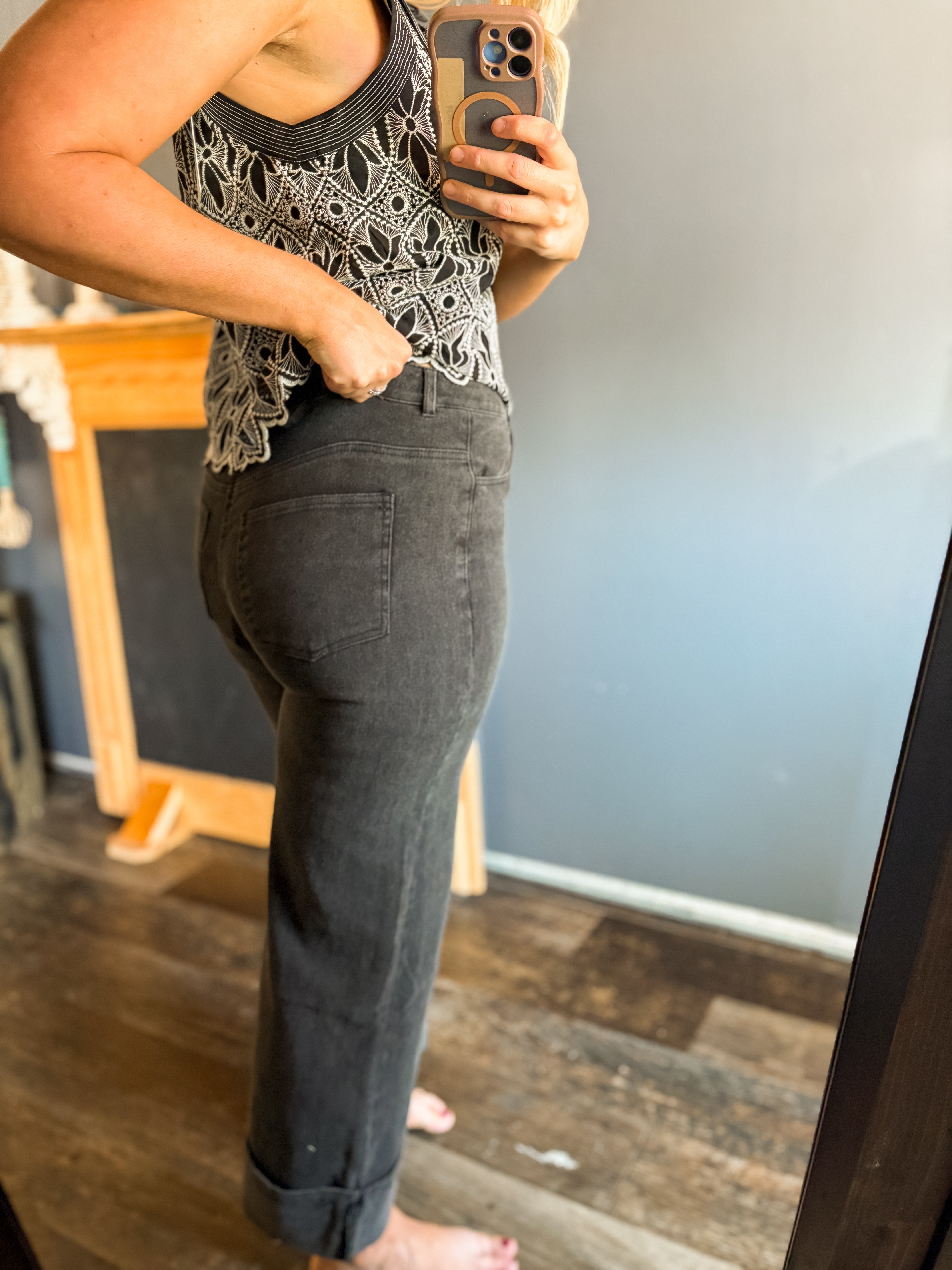 Black cuff jeans