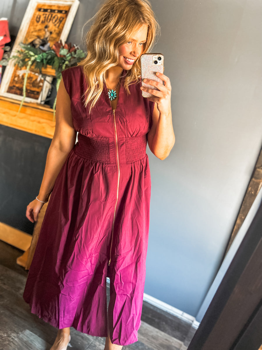 Maroon Midi Dress