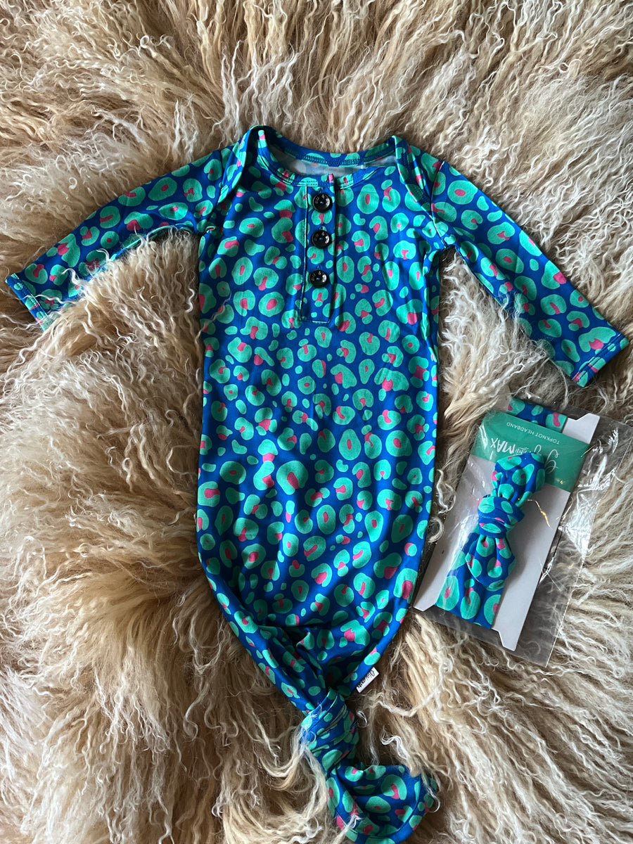 Baby Martin Blue Leopard Gown