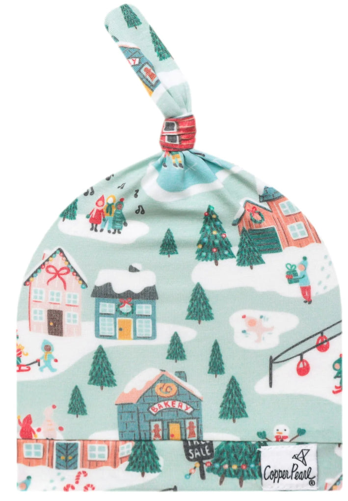 Snowy Slopes Top Knot Hat 0-4 mos