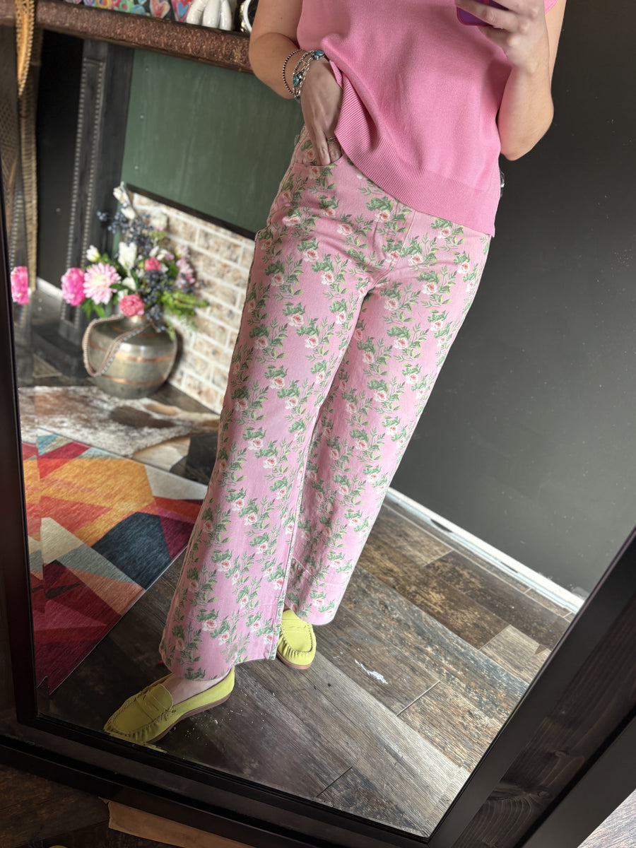W100 Light Pink Floral Pants
