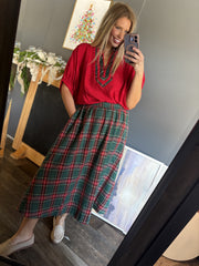 W200 Green & Red Plaid Skirt
