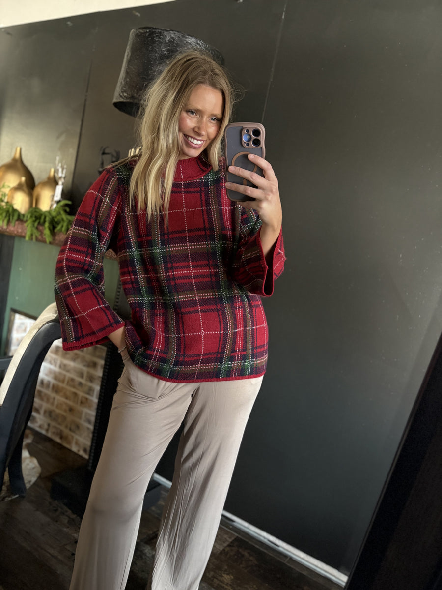 W246 Red & Green Plaid Sweater