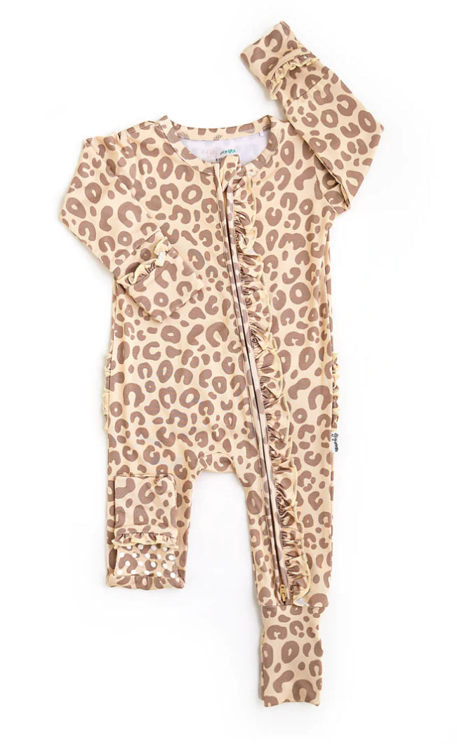 B4 Amari Leopard Ruffle Zip Bamboo