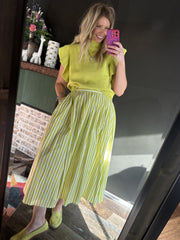 W507 Lime Striped Skirt
