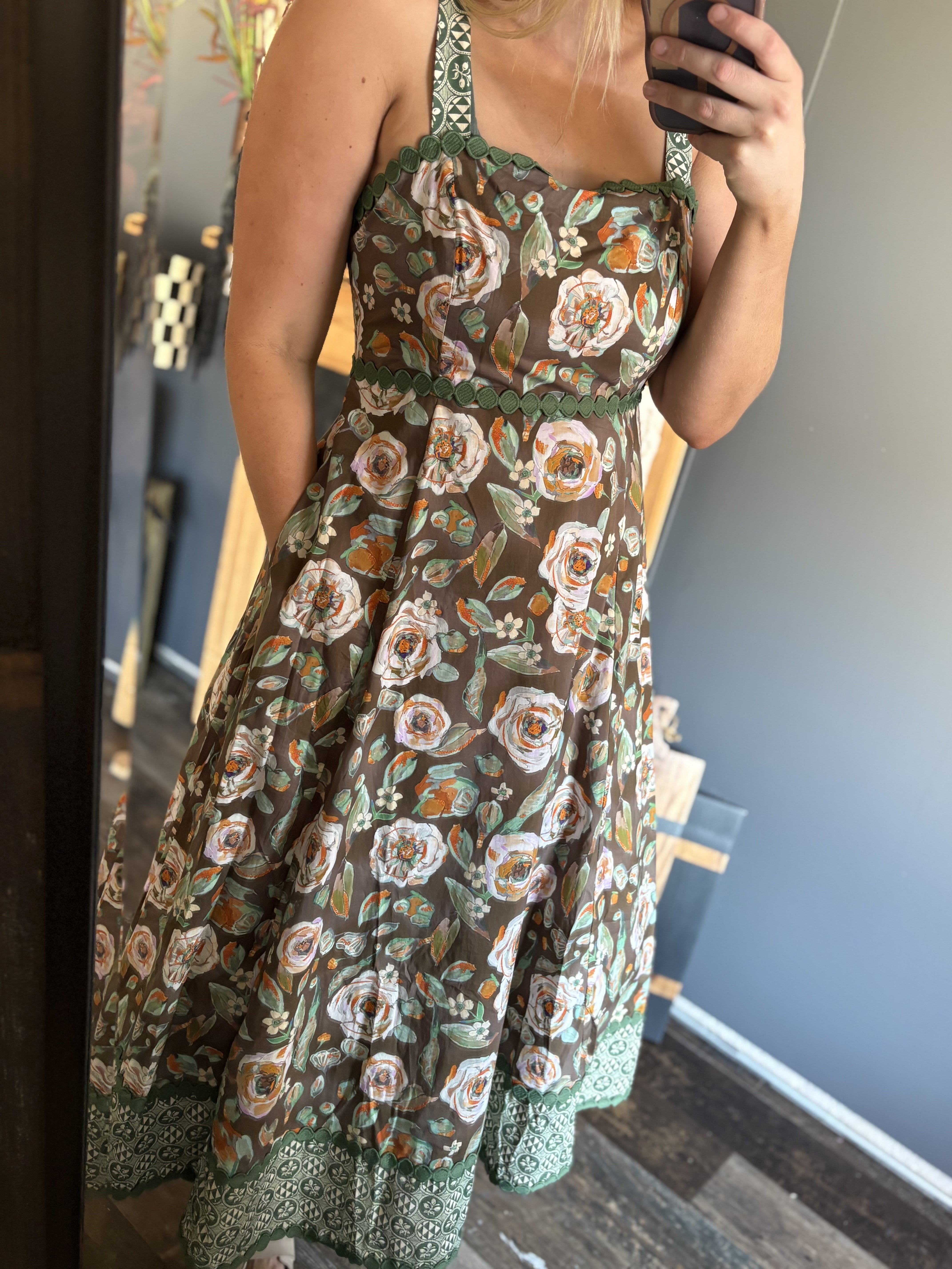 W5 Olive Floral Dress