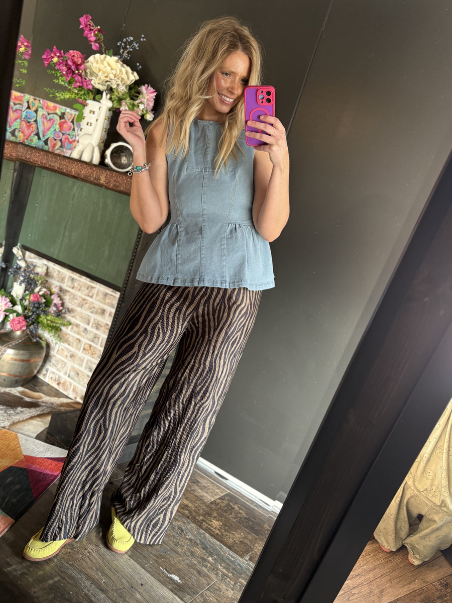 W157 Mocha Zebra Pants