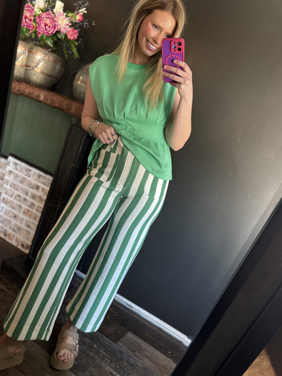 W44 Green Striped Pants