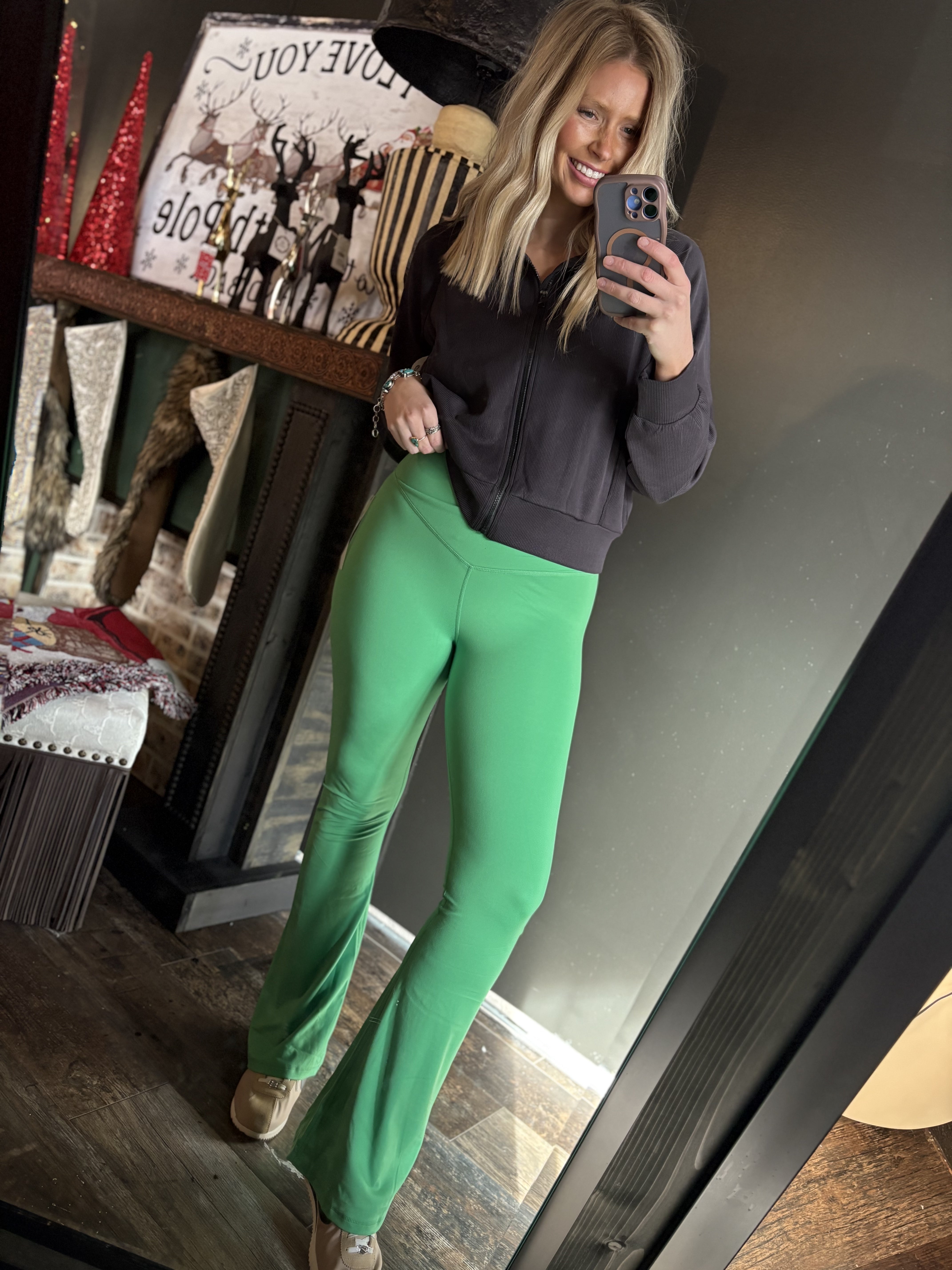 Crossover Waist Yoga Pant Green Pop