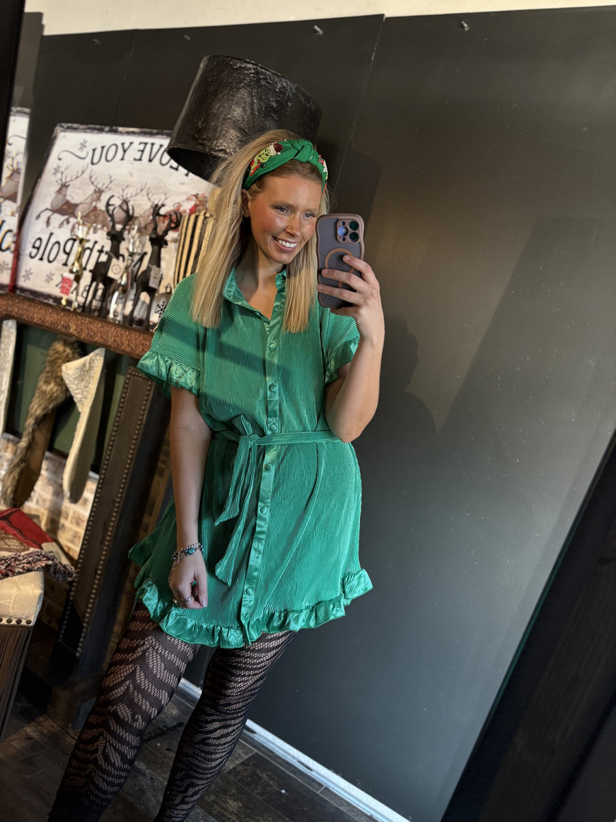 W47 Green Ribbed Dress