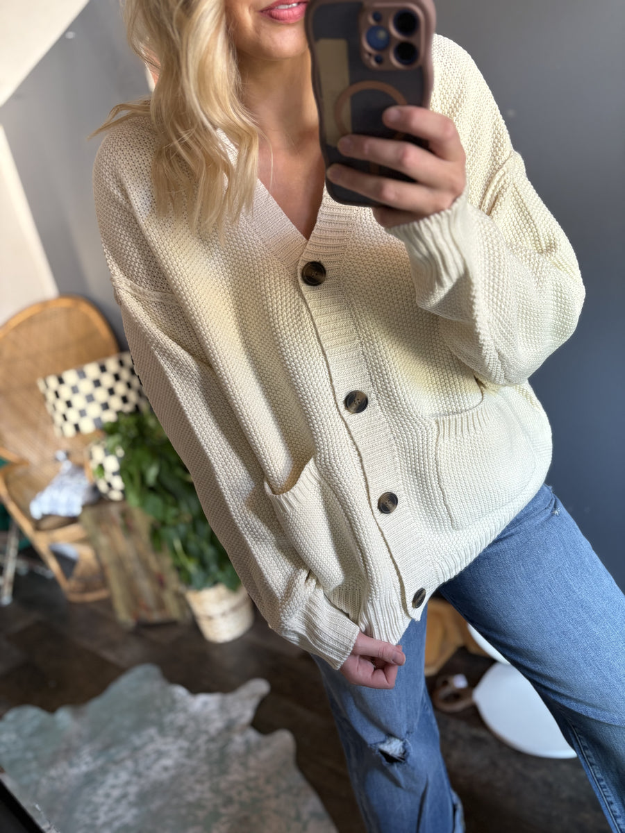 W69 Button Cardigan - Cream