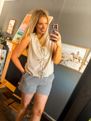 Neutral Bow Sleeveless Shirt