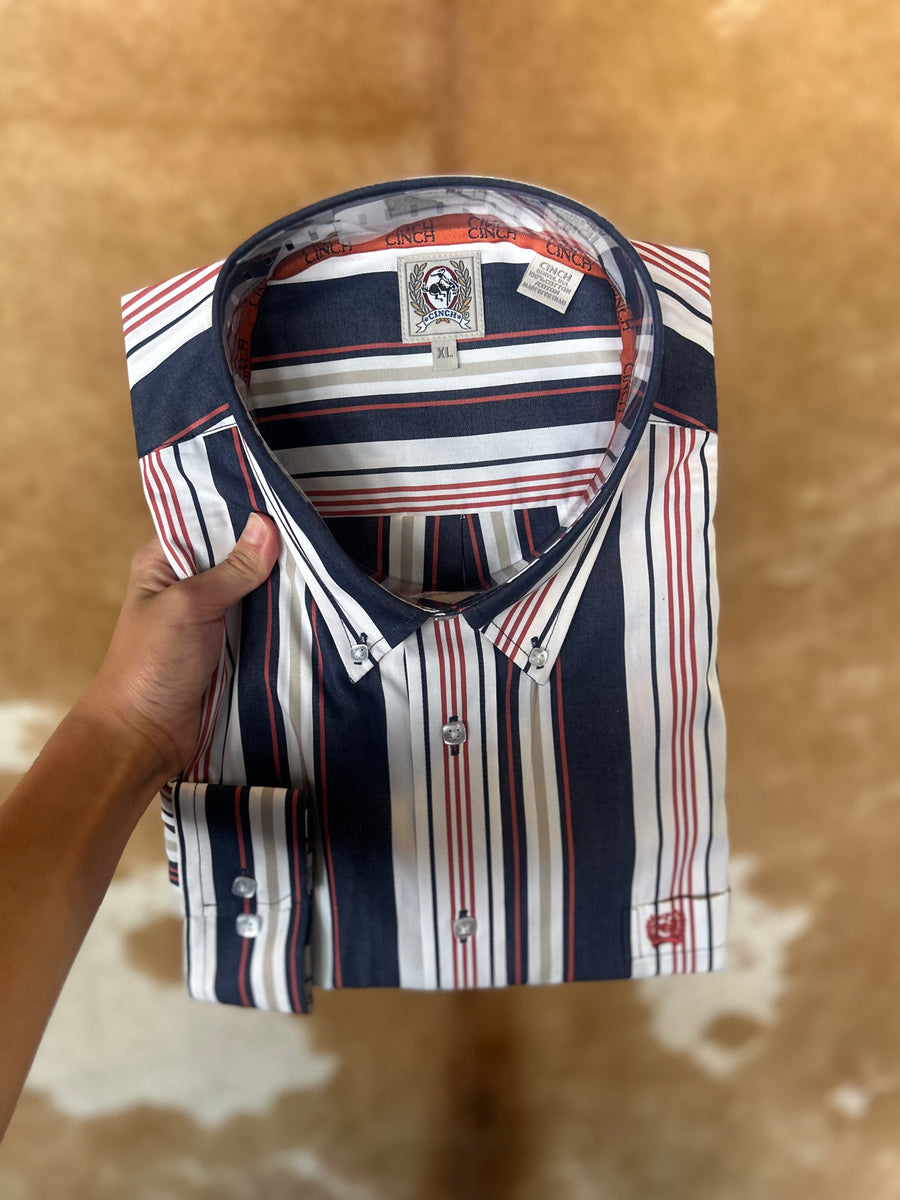 Stripped Button up Cinch