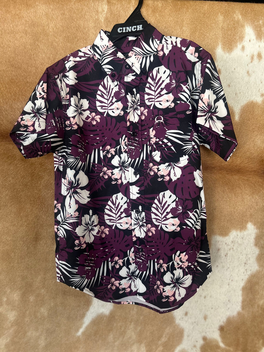 K9 Boys Purple Hawaiian Button Up