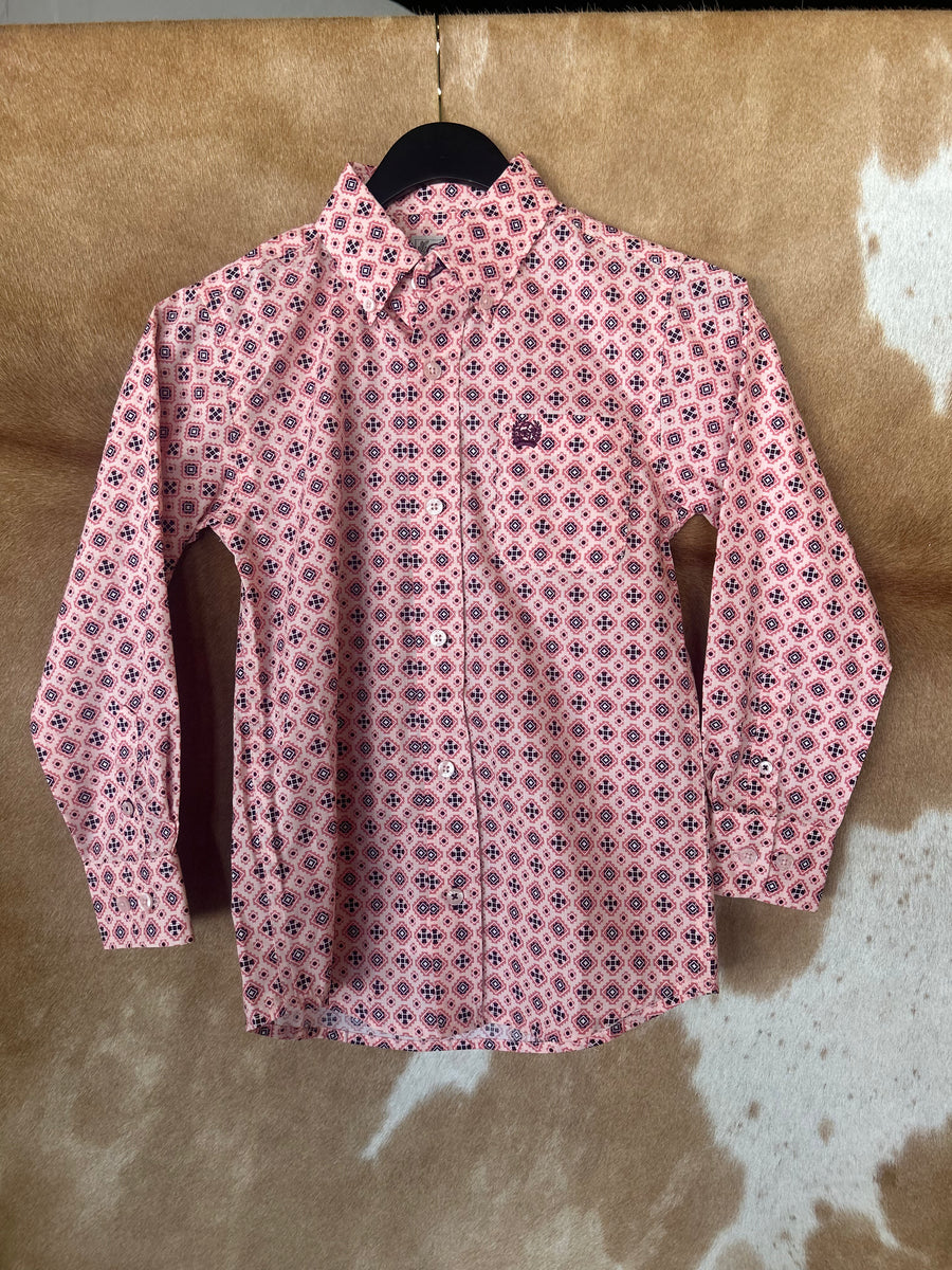 K8 Boys Light Pink Long Sleeve Button Up