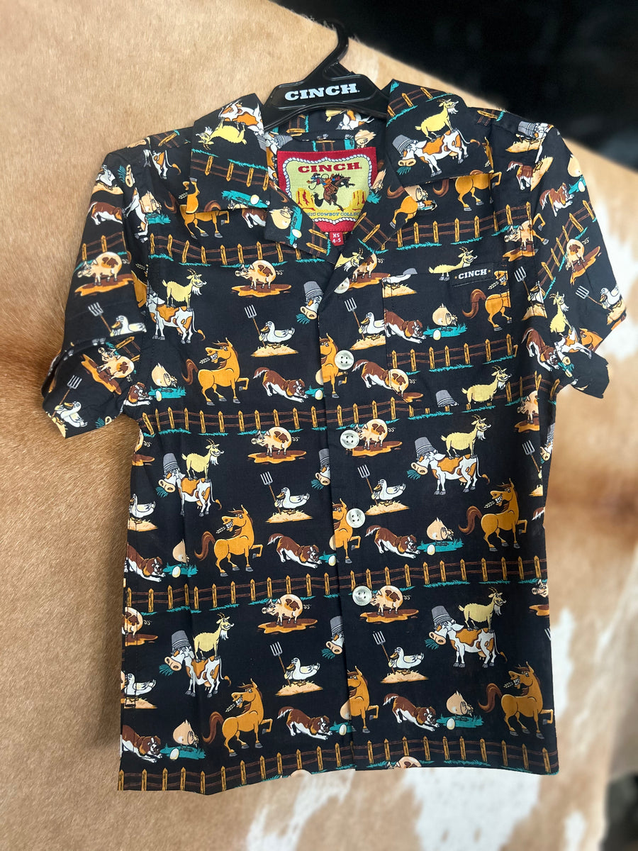 Boys Farm Animals Button Up