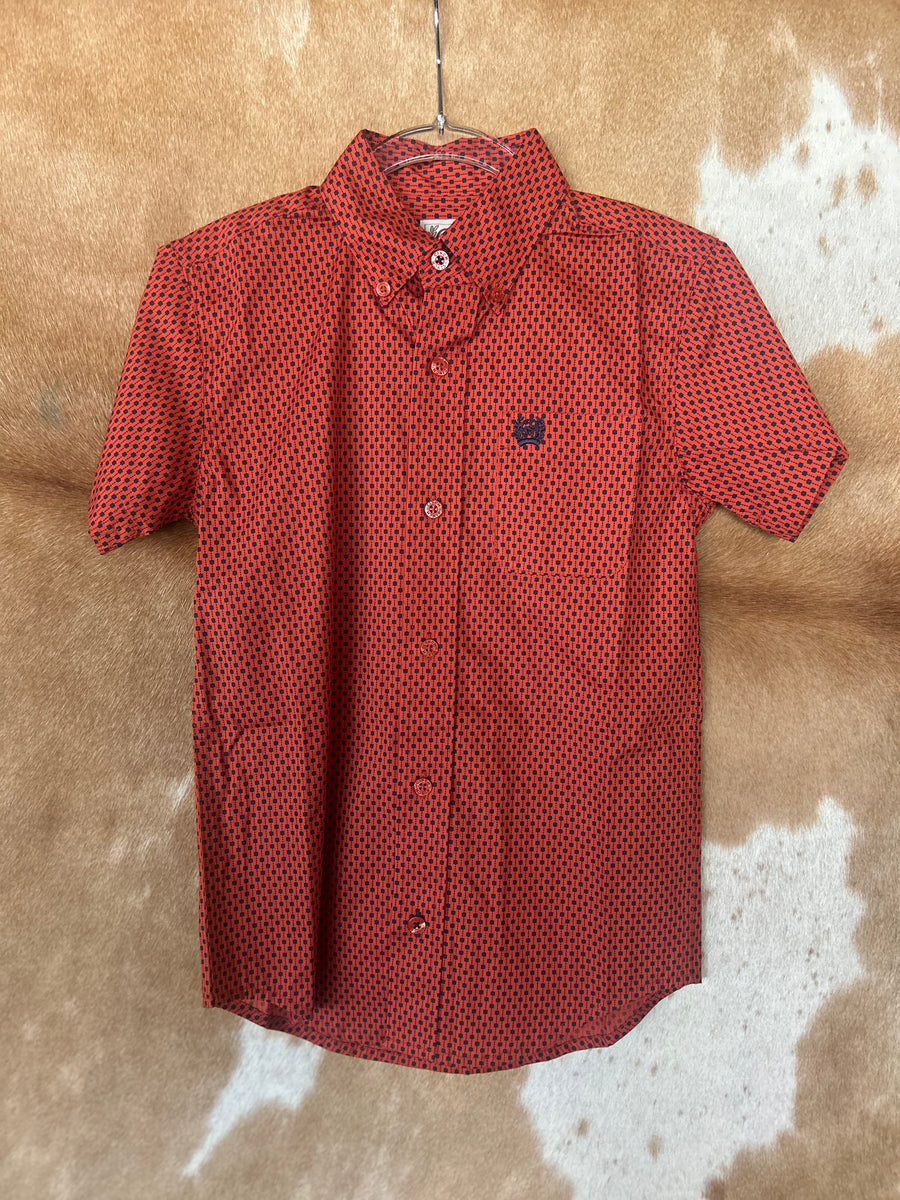 K5 Boys Red short sleeve Button Up