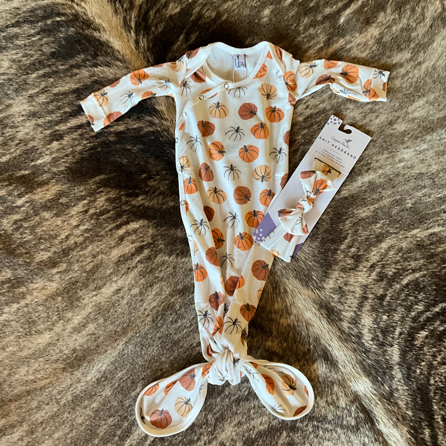 Knotted Pumpkin Newborn Gown w/ bow