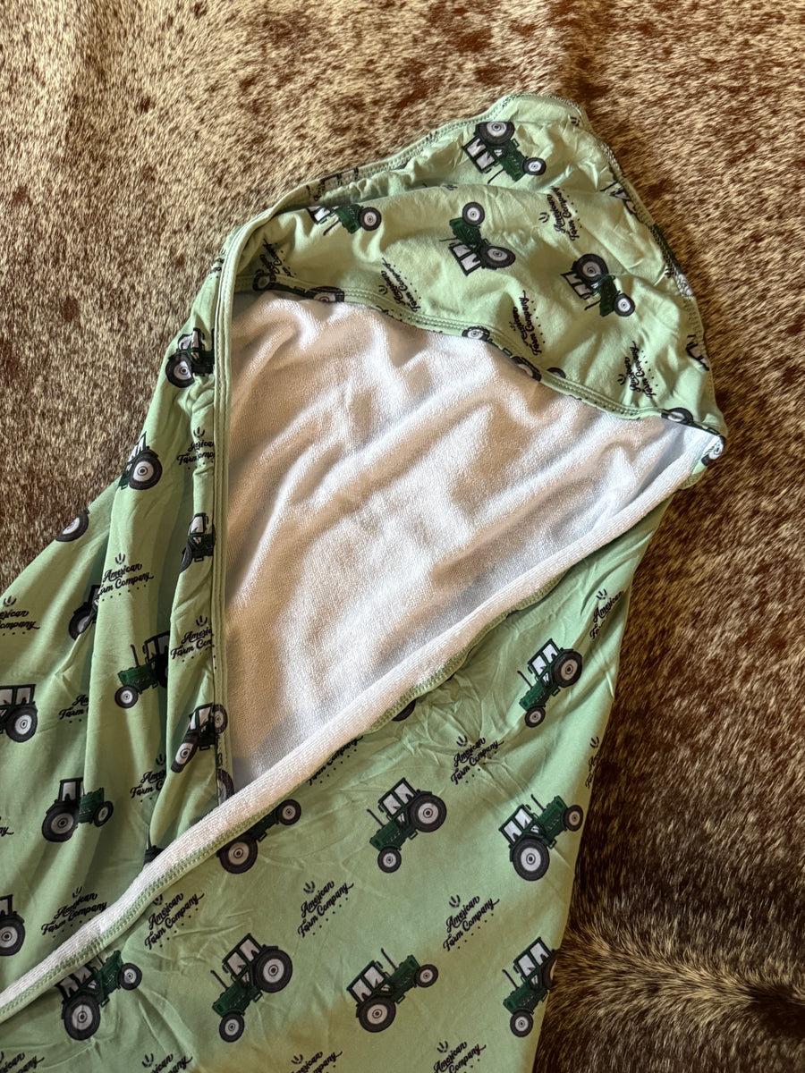 Green Tractor Baby/Toddler Hooded Towel