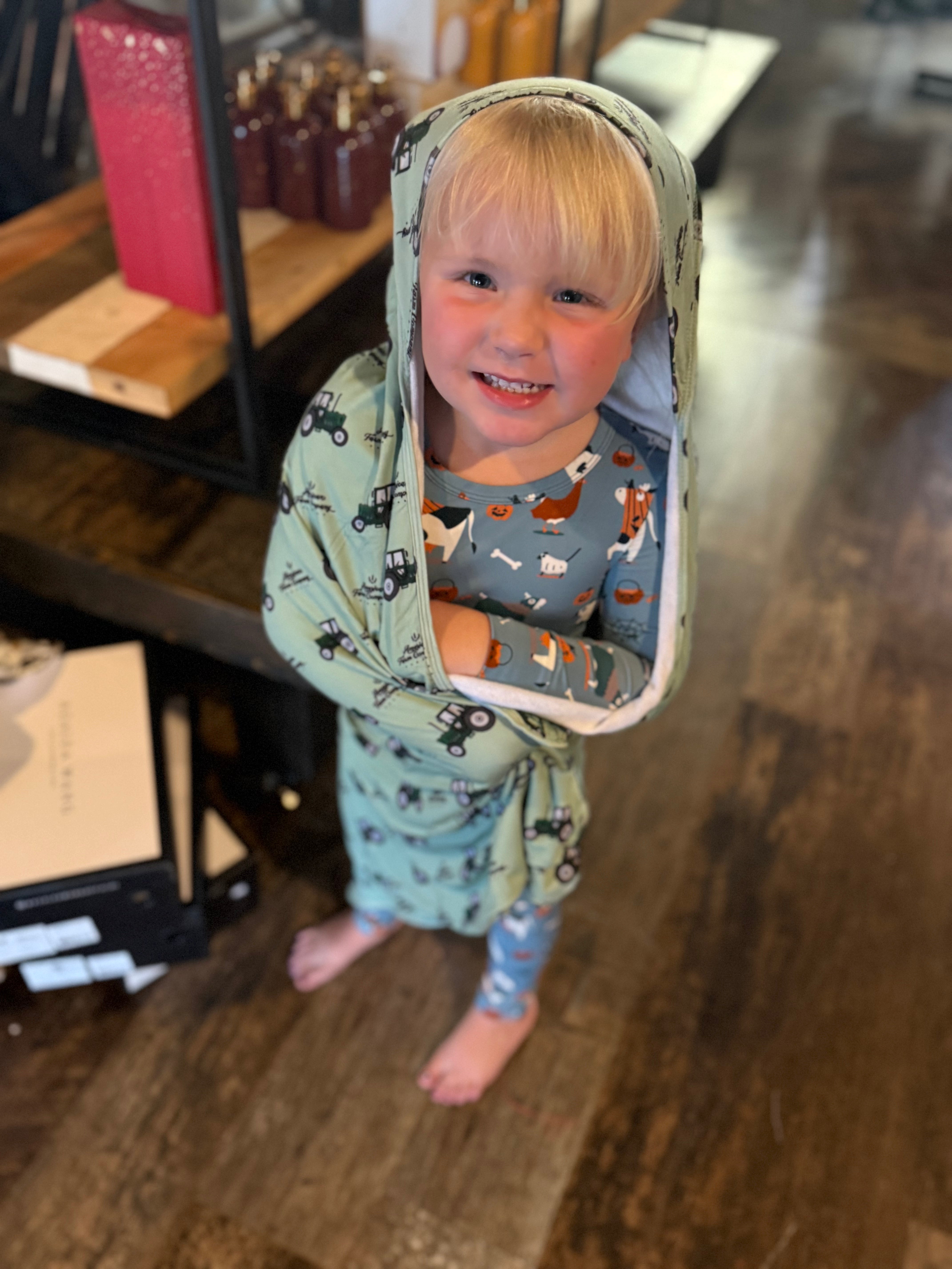 Green Tractor Baby/Toddler Hooded Towel