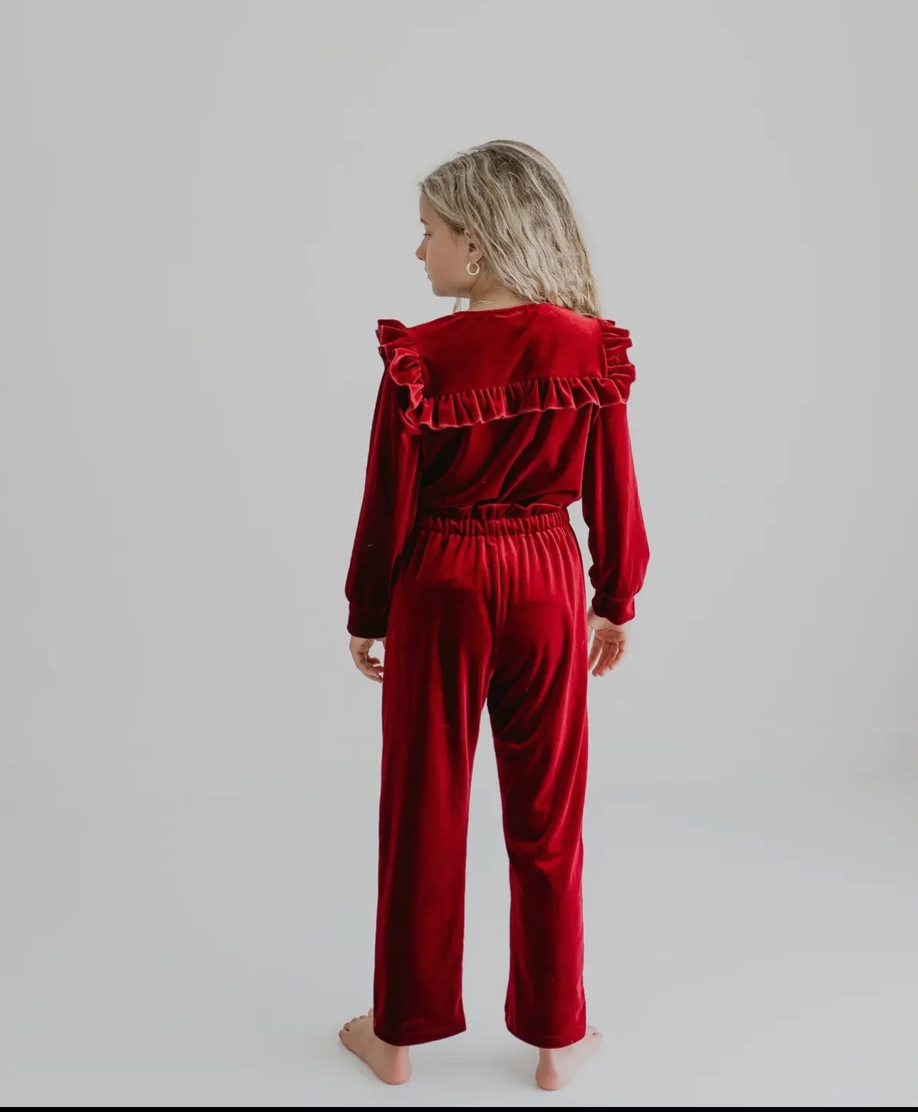 K151 Burgundy Velvet Pant Set