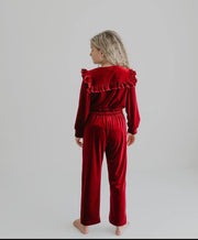 K151 Burgundy Velvet Pant Set