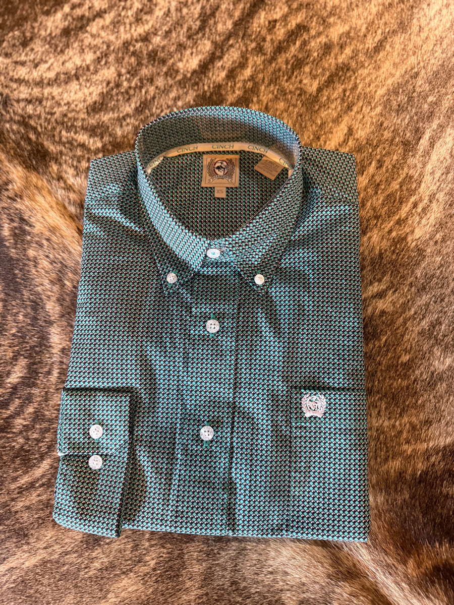 C5970 Men’s Long sleeve Turquoise and Purple Button up