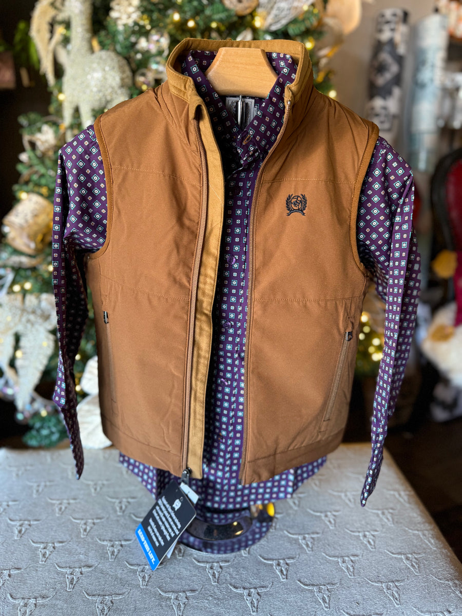 C0001 Boys Canvas Vest - Brown