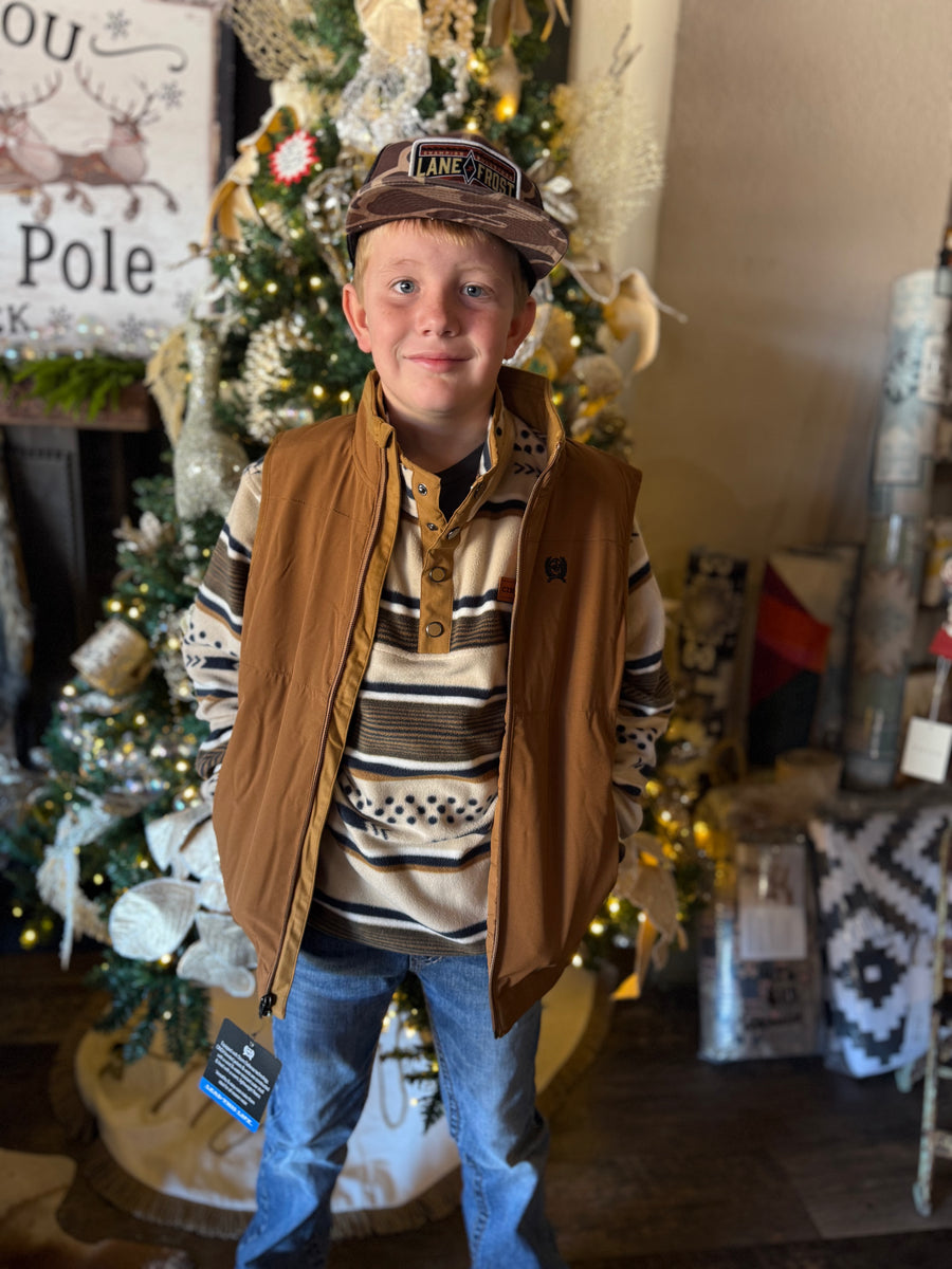 C0001 Boys Canvas Vest - Brown