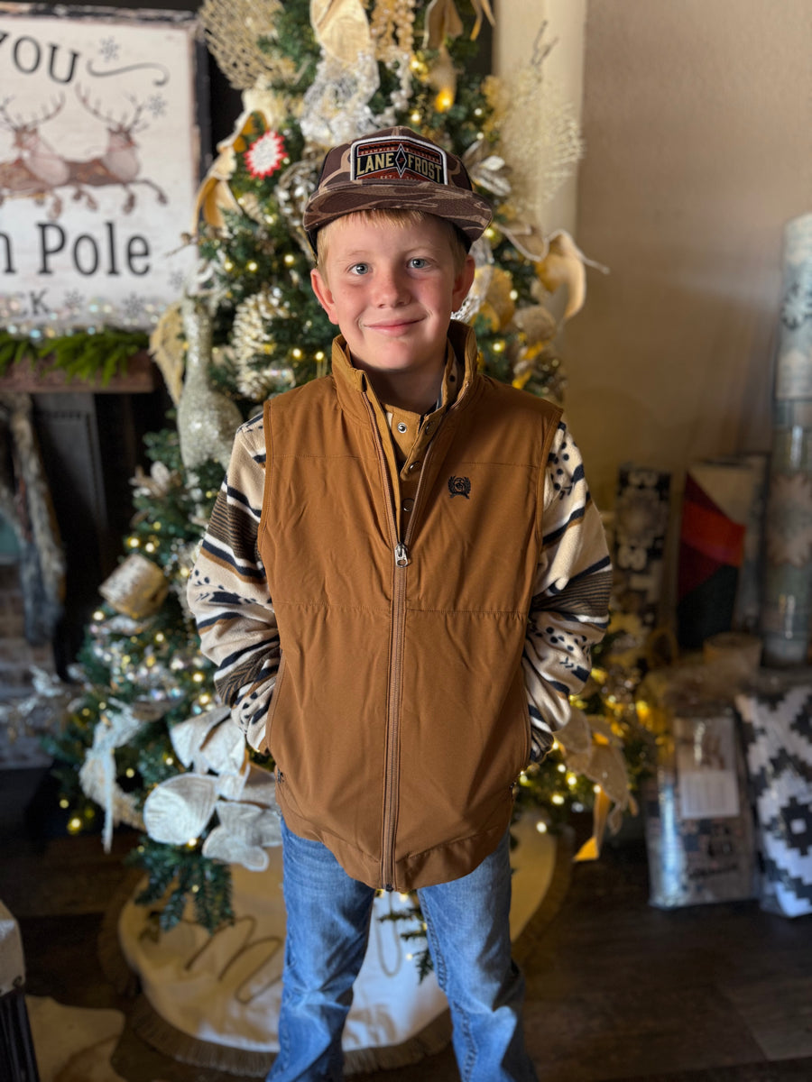 C0001 Boys Canvas Vest - Brown