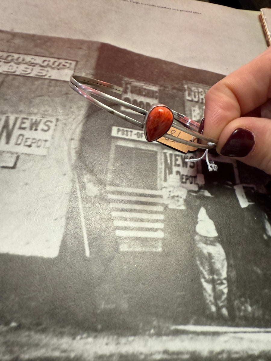 T88 Red Coral Teardrop Cuff