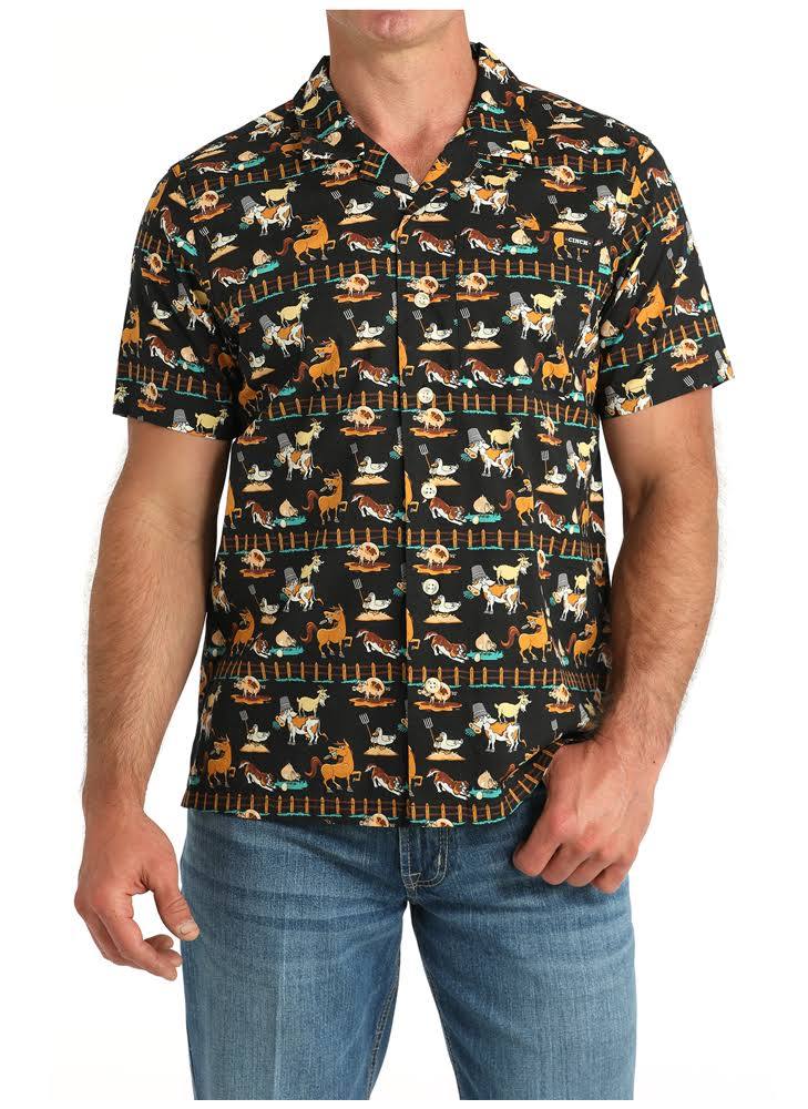 C1051 Barnyard Fun Short-Sleeve Button Down