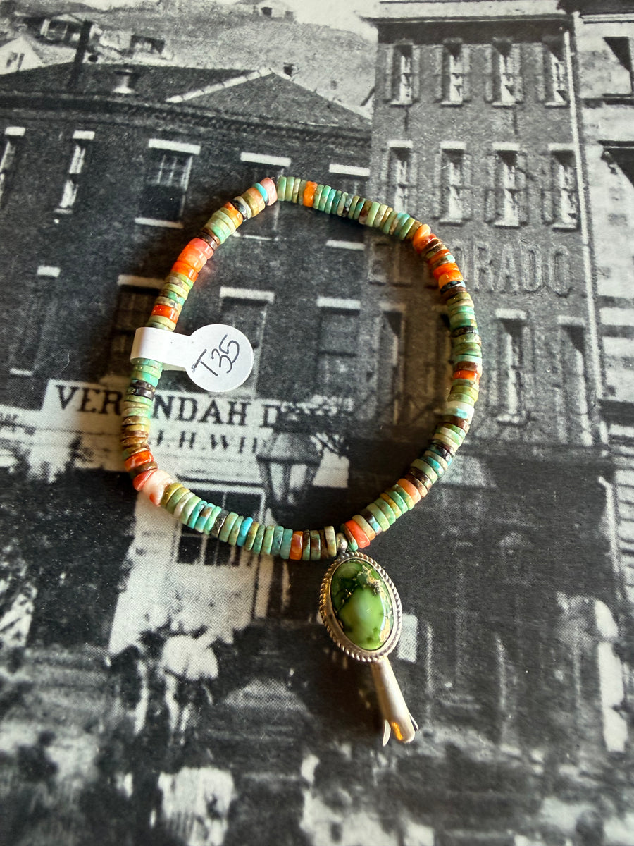 T35 Multi Stone Stretch Bracelet w/ Blossom