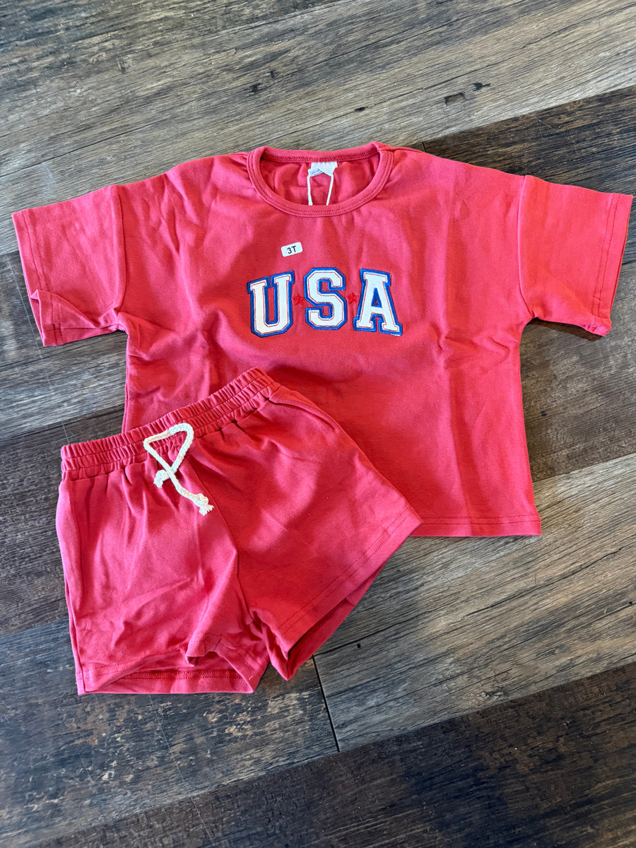 USA Red Slouchy Set