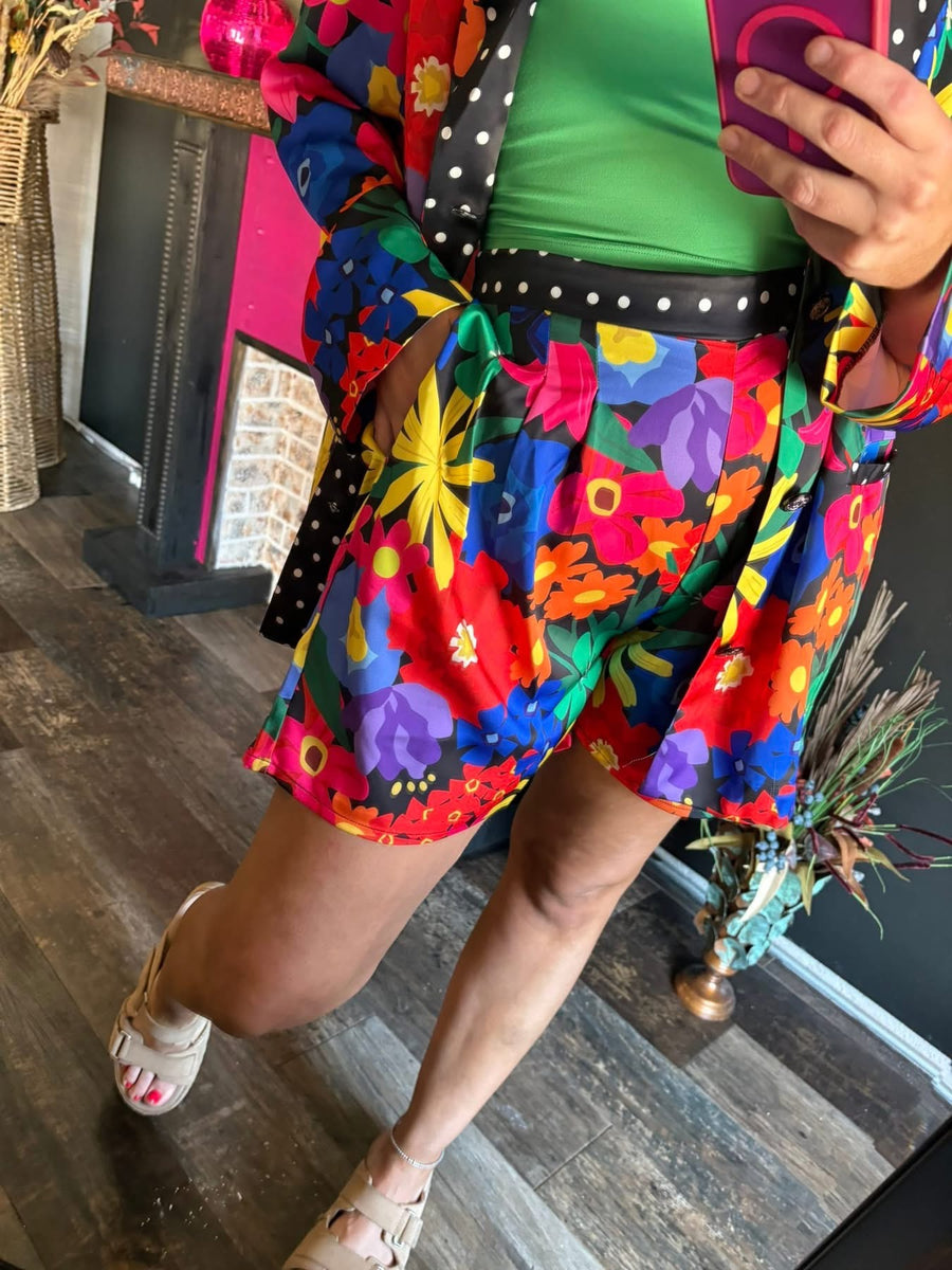 Flower Blazer Short Set