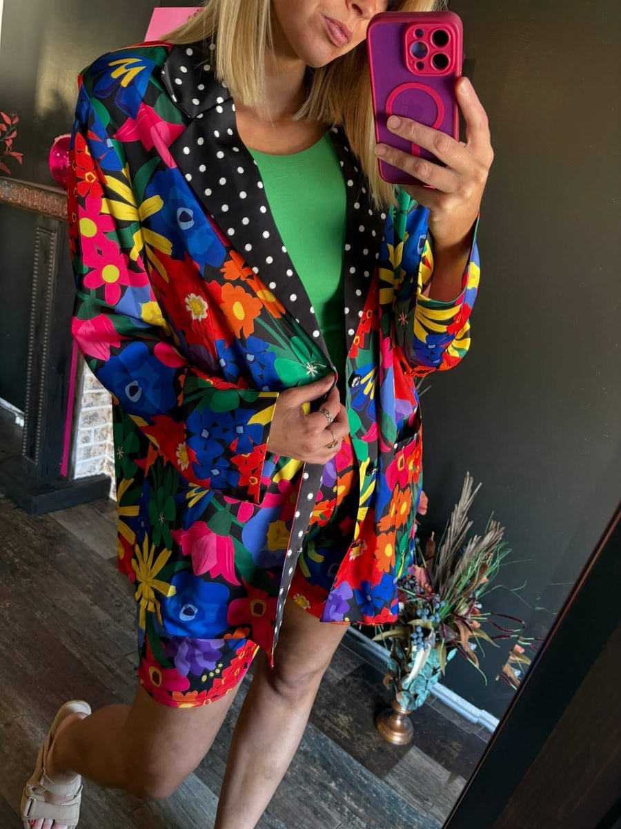 Flower Blazer Short Set