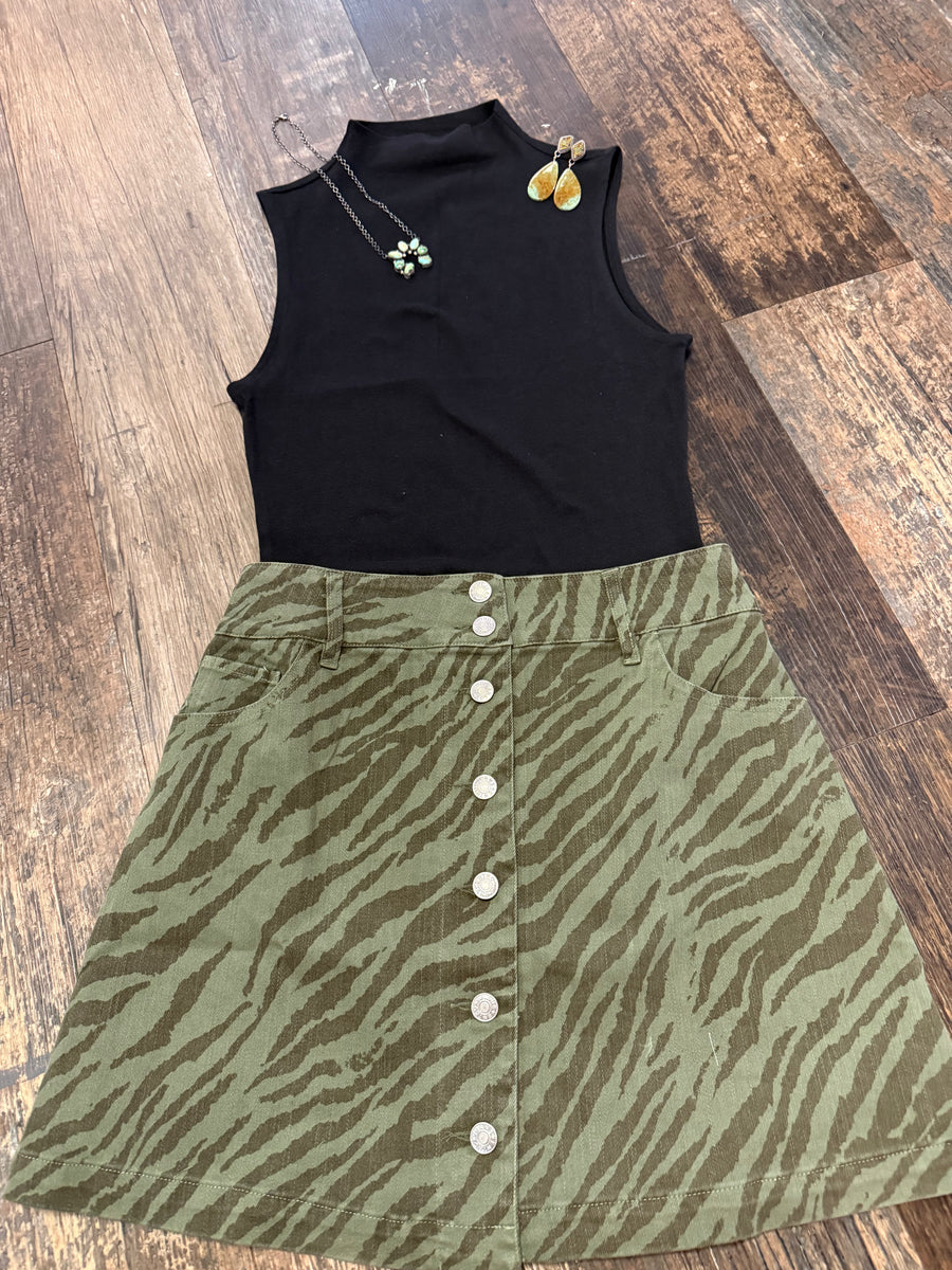 W201 Olive Zebra Skirt